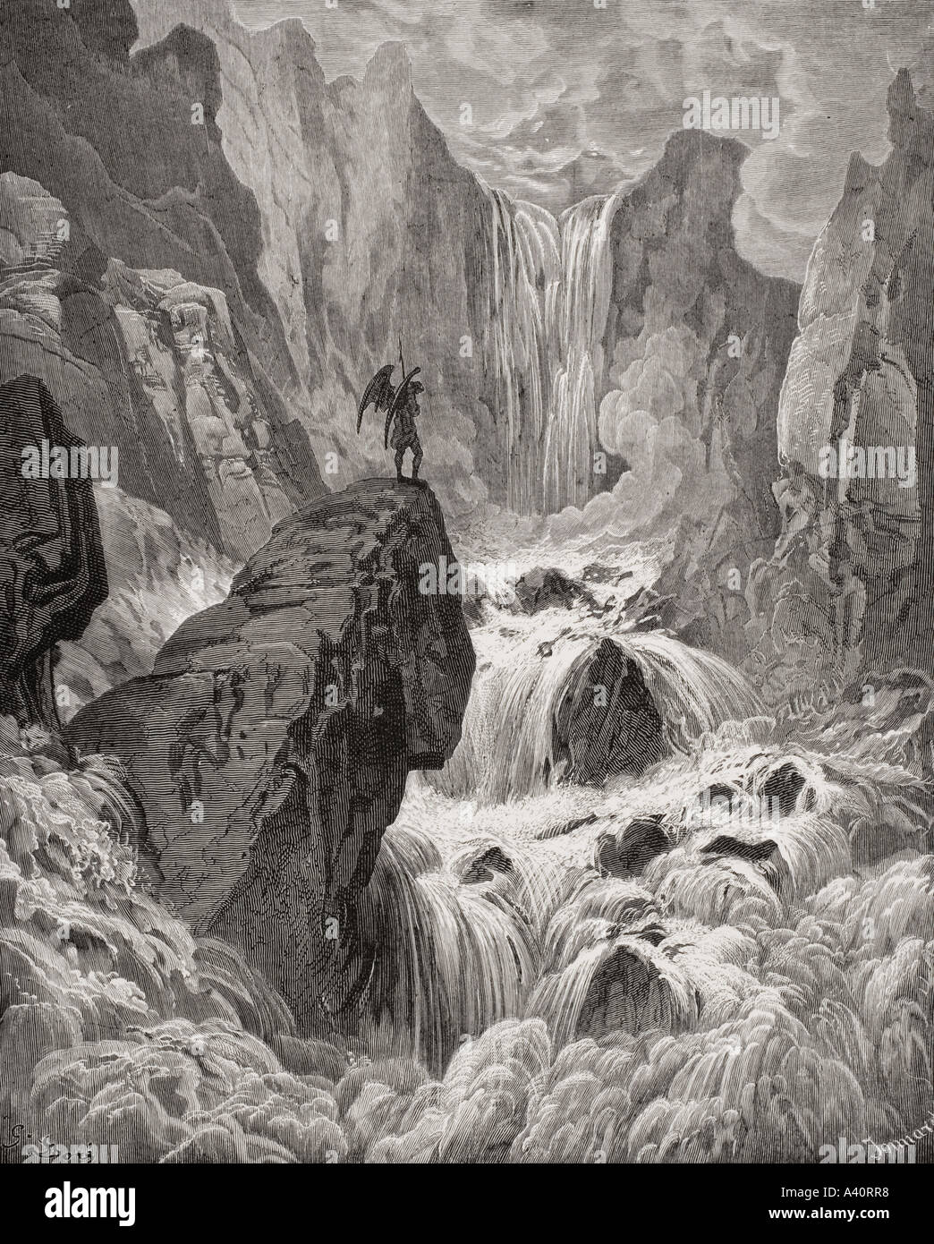 Illustrazione di Gustave Dore, 1832 - 1883. Artista francese e illustrator, per il Paradiso Perduto di John Milton, Libro IX, linee 74 e 75. Foto Stock