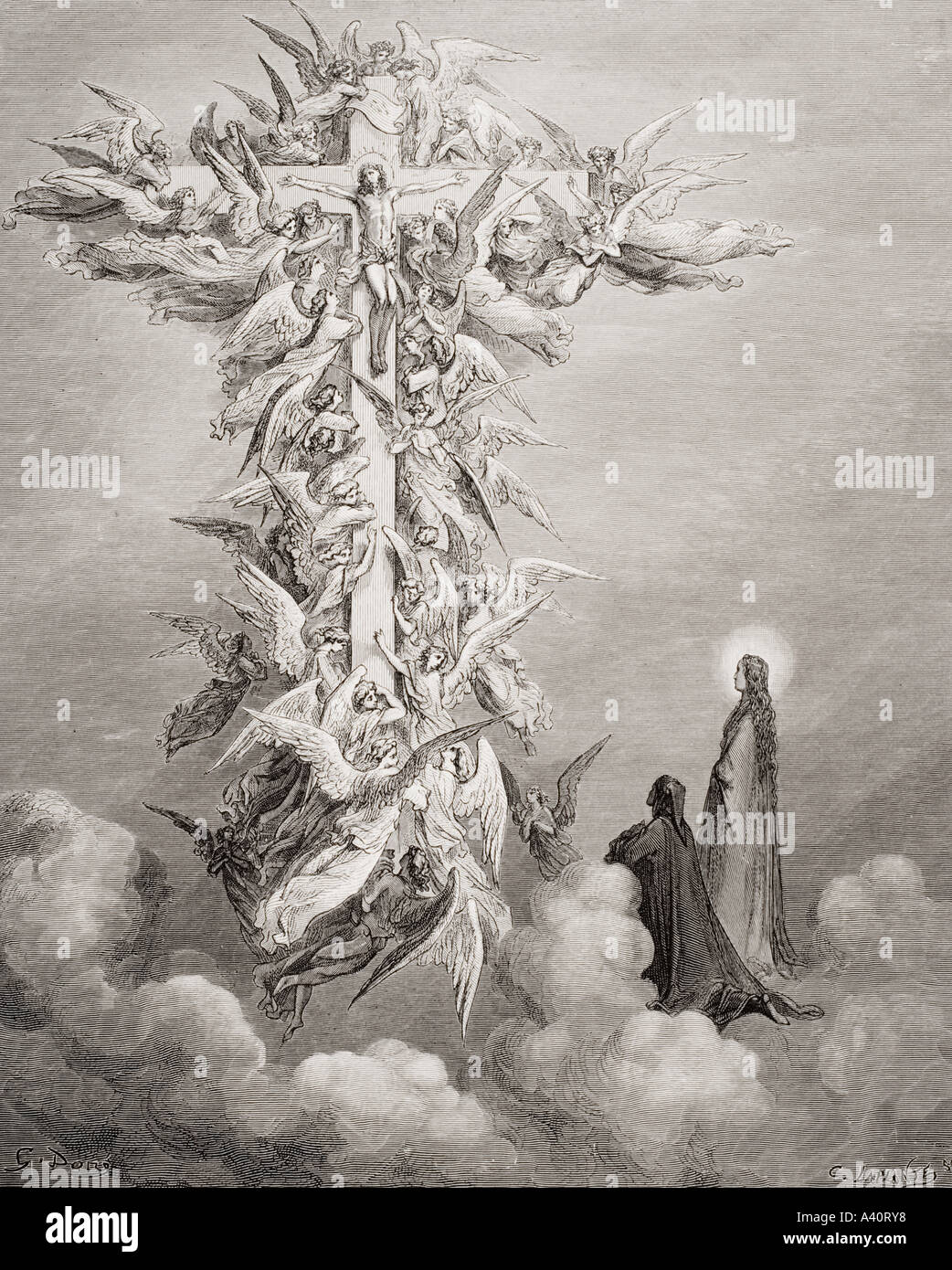 Illustrazione per il Paradiso di Dante Alighieri, canto XIV linee 96 e 97 da Gustave Dore, 1832 - 1883. Artista francese e illustrator. Foto Stock