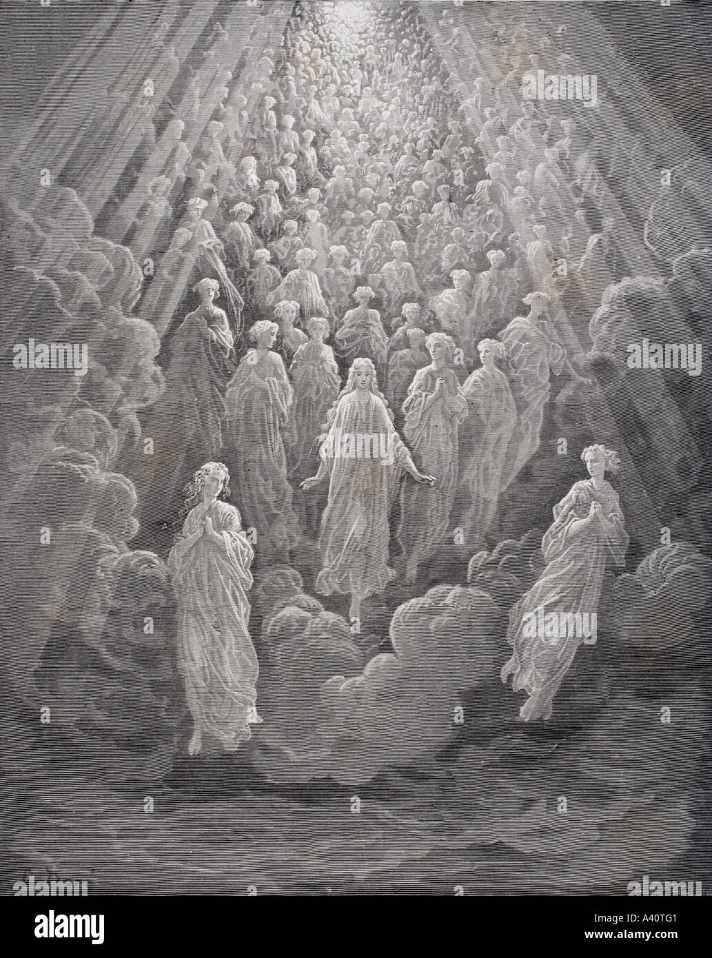Illustrazione per il Paradiso di Dante Alighieri. Canto V, linee 99 e 100, da Gustave Dore, 1832 - 1883. Artista francese e illustrator. Foto Stock