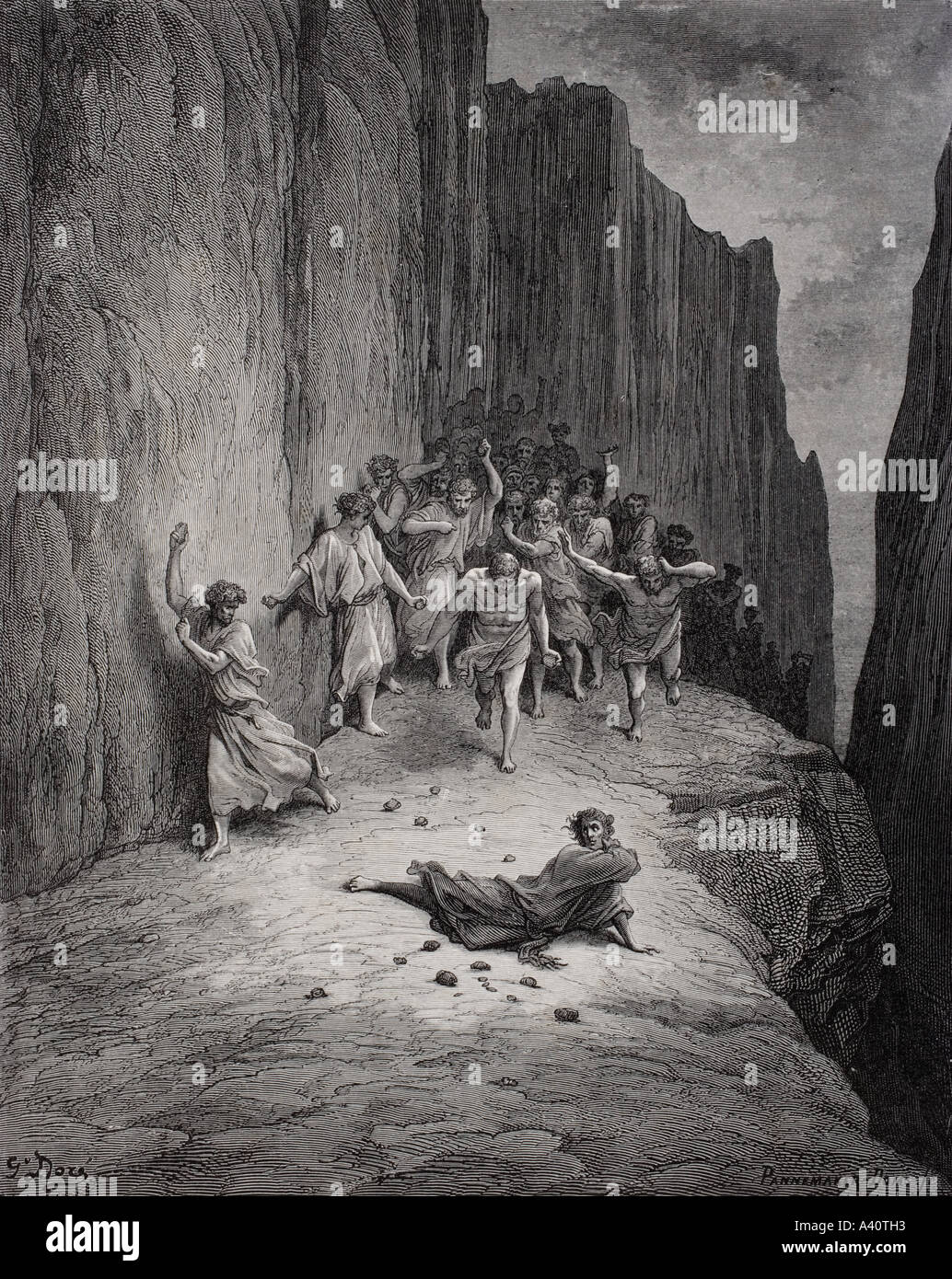 Illustrazione per il Purgatorio di Dante Alighieri. Canto XV, linee 103 e 106 da Gustave Dore, 1832 - 1883. Artista francese e illustrator. Foto Stock
