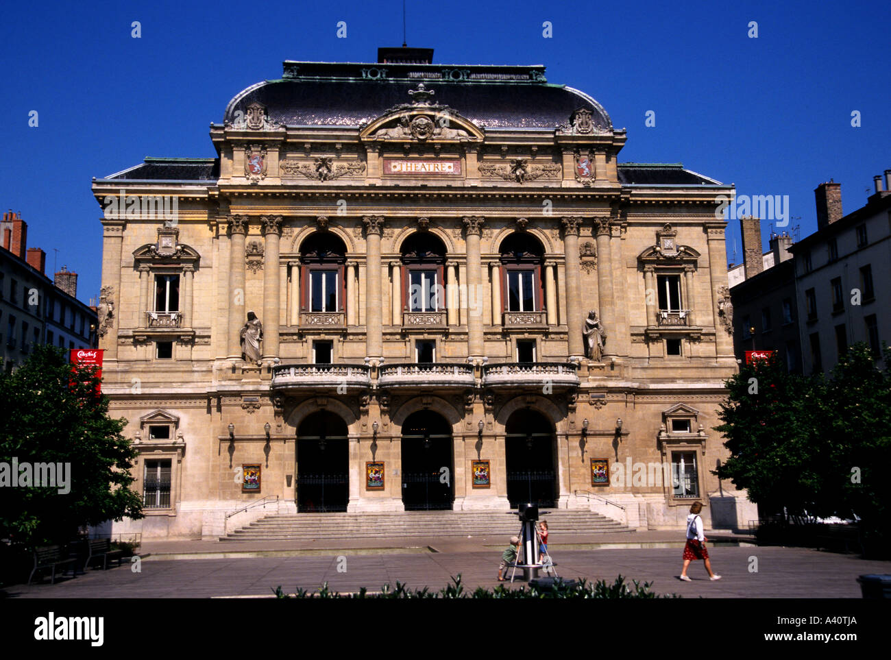 Lione è la capitale del Rhône-Alpes région, Place de Celestins con il teatro Foto Stock