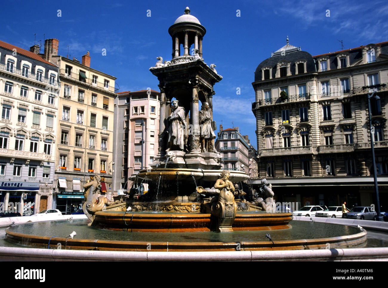 Giacobini Fontana ( Place des giacobini ) Lyon la Valle del Rodano in Francia Foto Stock