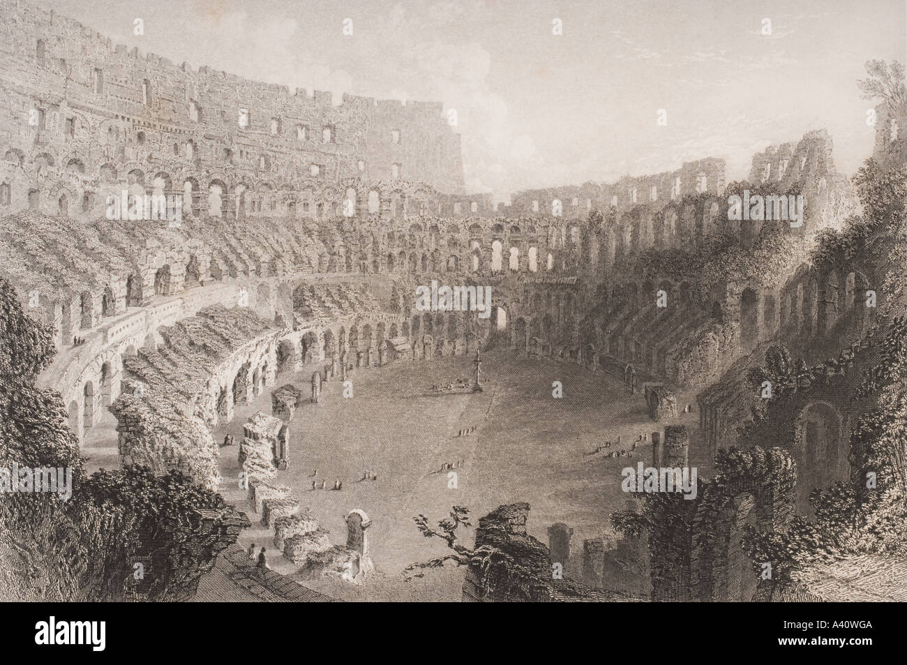 Interno del Colosseo Roma Italia. Foto Stock
