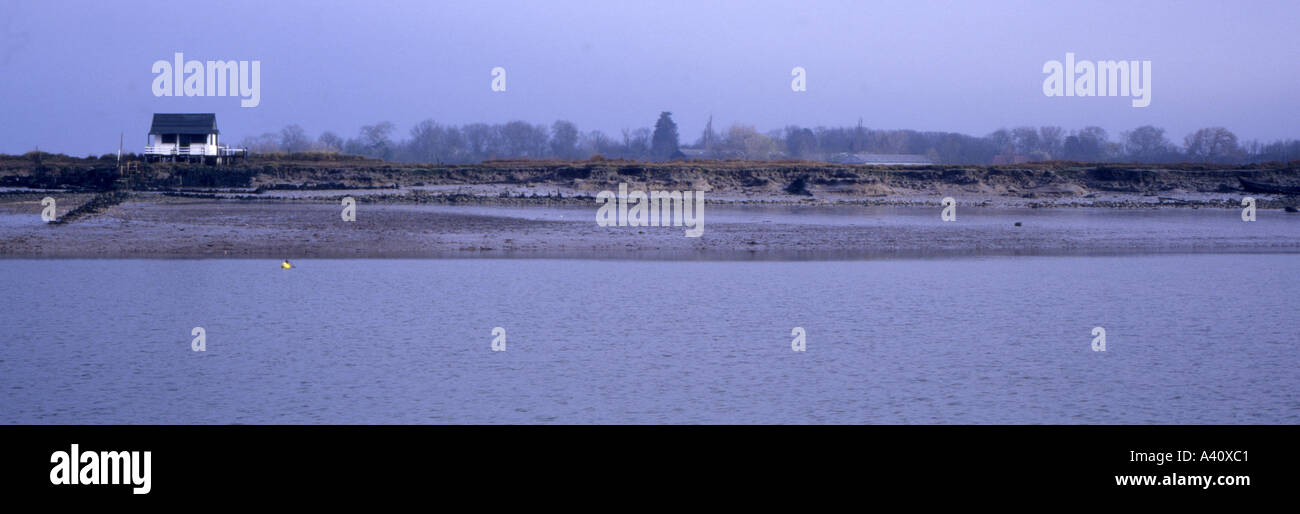 Il fiume Crouch a nord Fambridge Suffolk a bassa marea in inverno Foto Stock