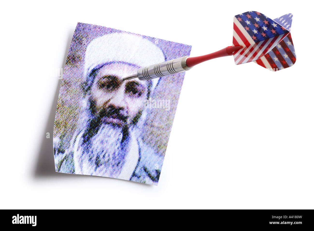 Bandiera americana Dart bloccato in Osama Bin Laden Fotografia Foto Stock