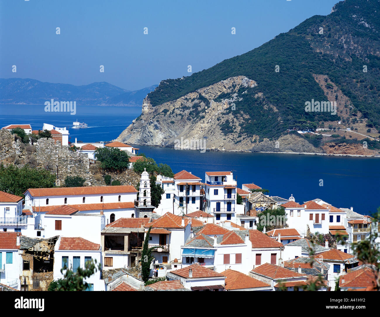 Città di Skopelos Skopelos Isole Greche Grecia Hellas Foto Stock