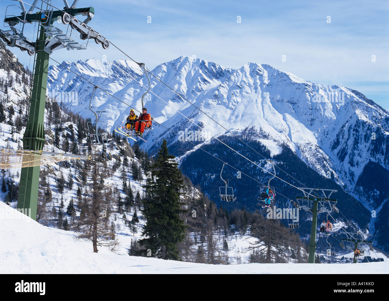 Impianti di risalita Regione di Chamonix Alpi Francesi Francia Foto Stock