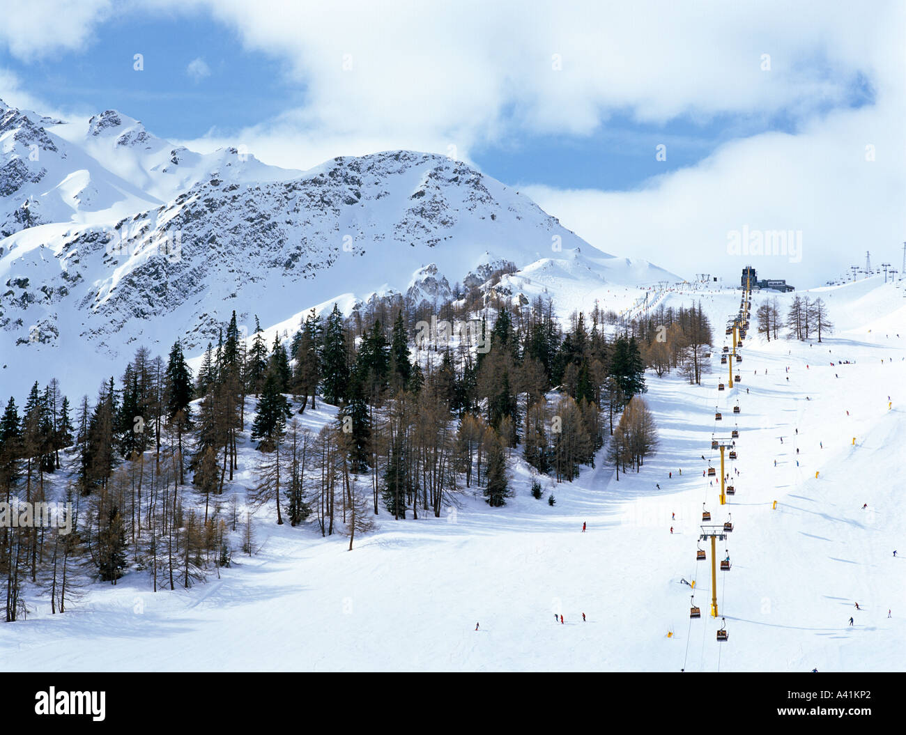 Impianti di risalita Regione di Chamonix Alpi Francesi Francia Foto Stock