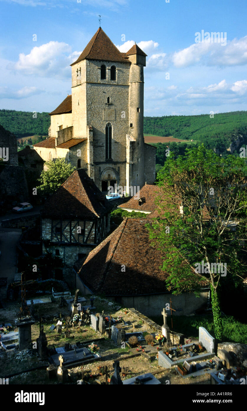 Saint Cirq Lapopie Francia Francese di Città di Castello Foto Stock