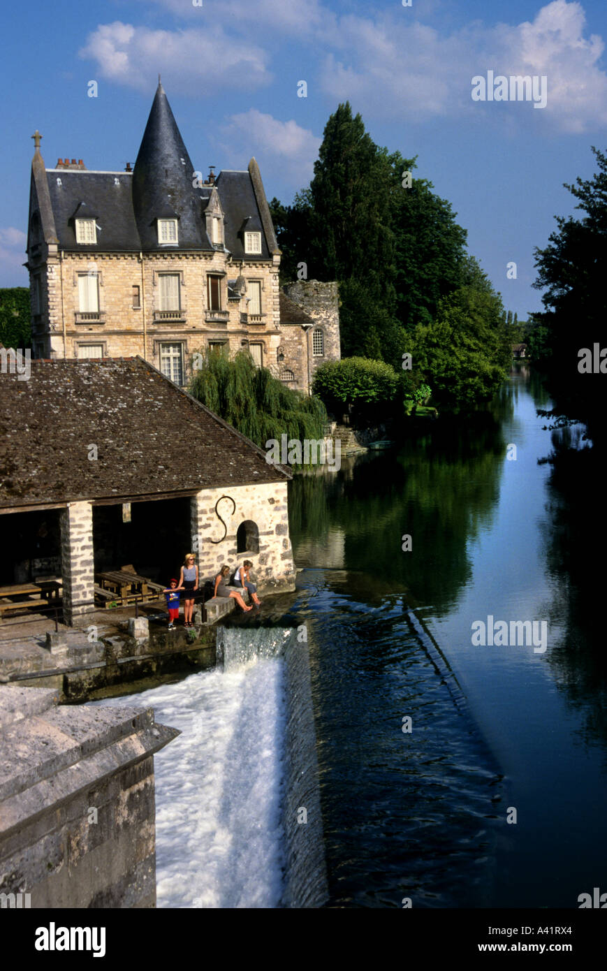 Cascata Moret sur LOING Francia fiume francese Foto Stock