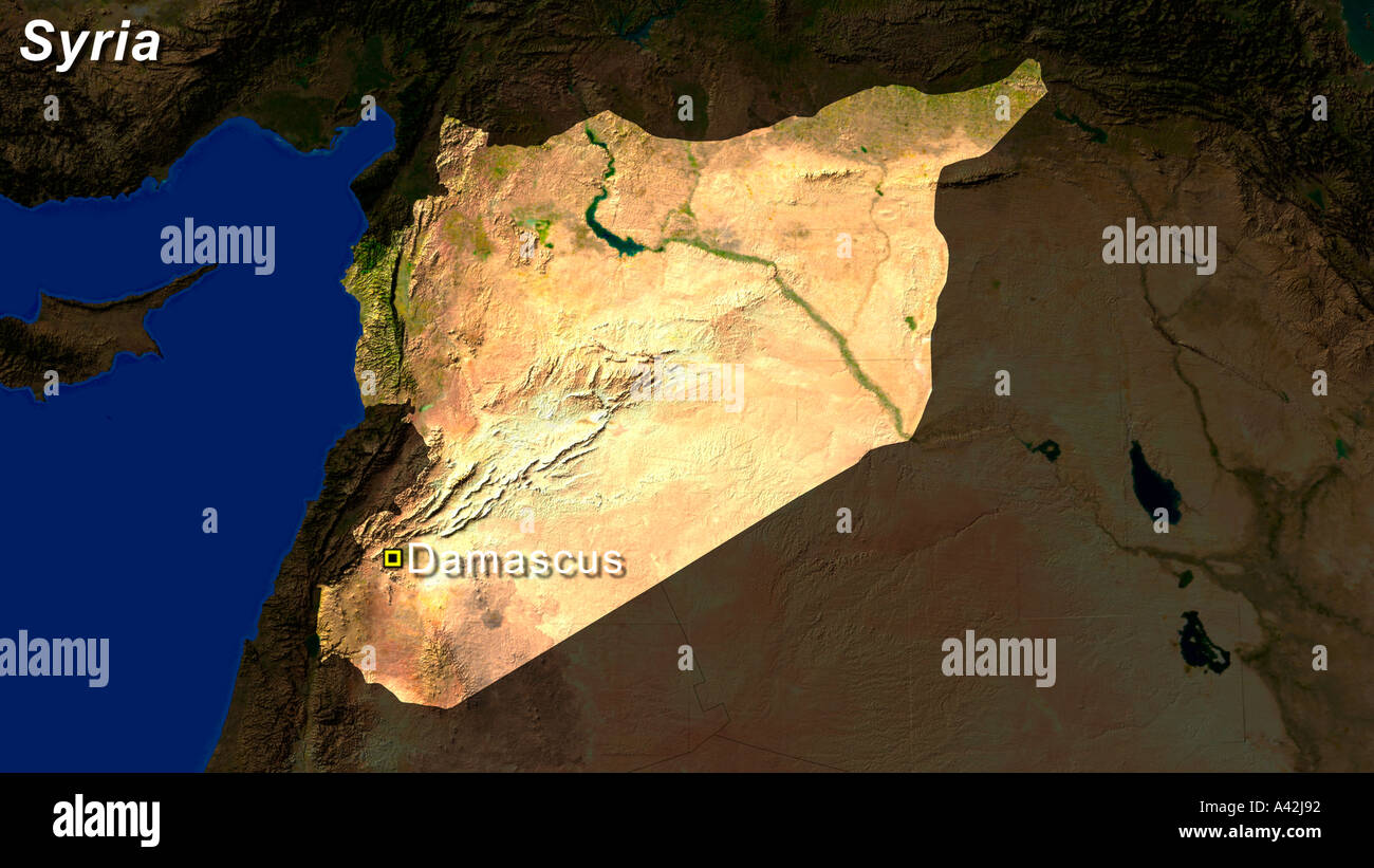 Immagine satellitare della Siria di Damasco Foto Stock