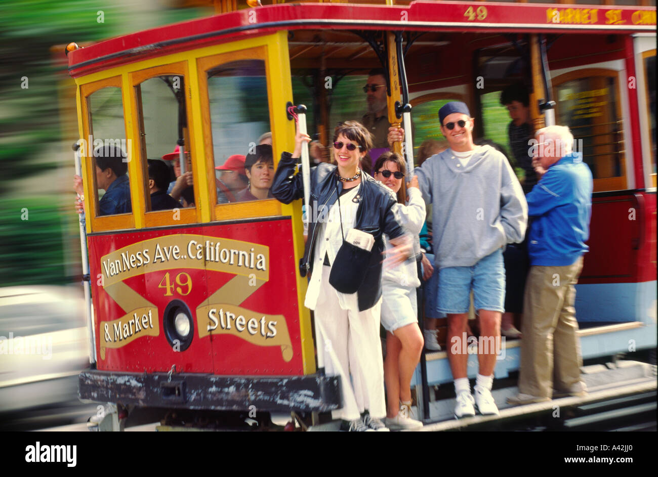 California San Francisco cable car Foto Stock