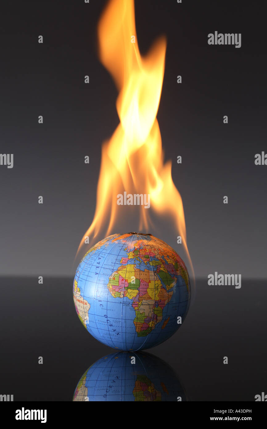 Il riscaldamento globale; la masterizzazione di Globe Foto Stock