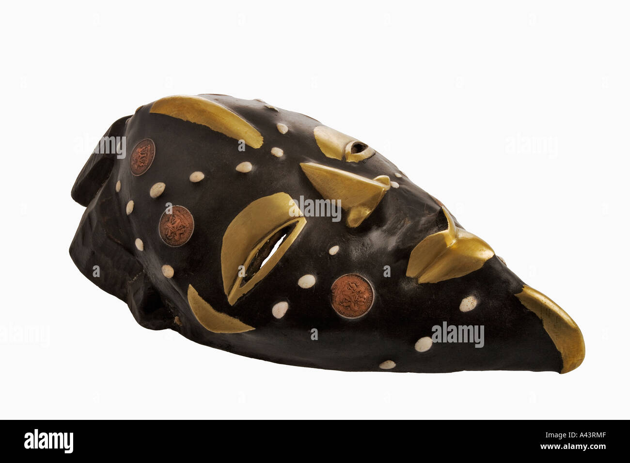Maschera di monete provenienti dalla Nigeria Foto Stock