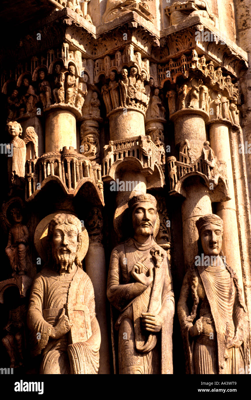 La cattedrale di Chartres chiesa gotica francese ornamento Francia Foto Stock