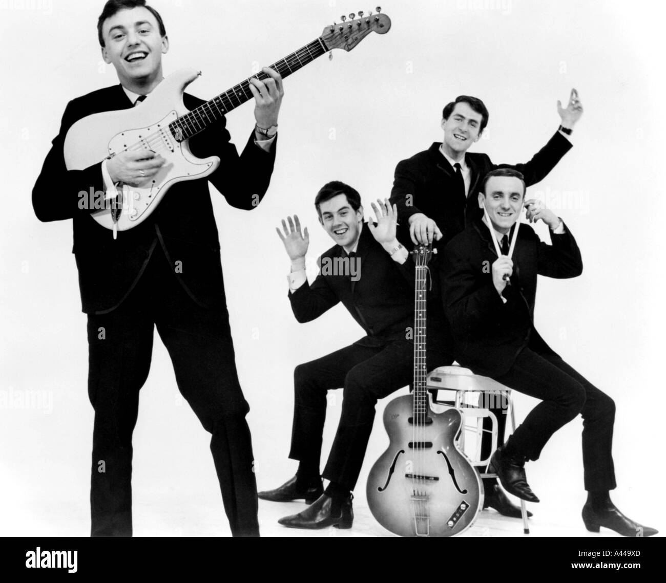 GERRY e il pacemaker REGNO UNITO gruppo pop nel 1963. Da sinistra Gerry Marsden, Les Chadwick, Les Maguire e Fred Marsden Foto Stock