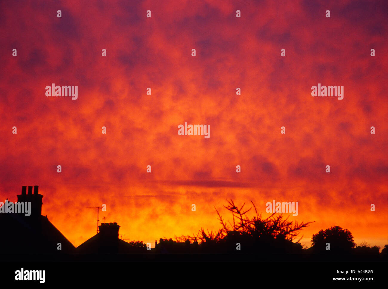 Fortemente underlit nuvole al tramonto Foto Stock