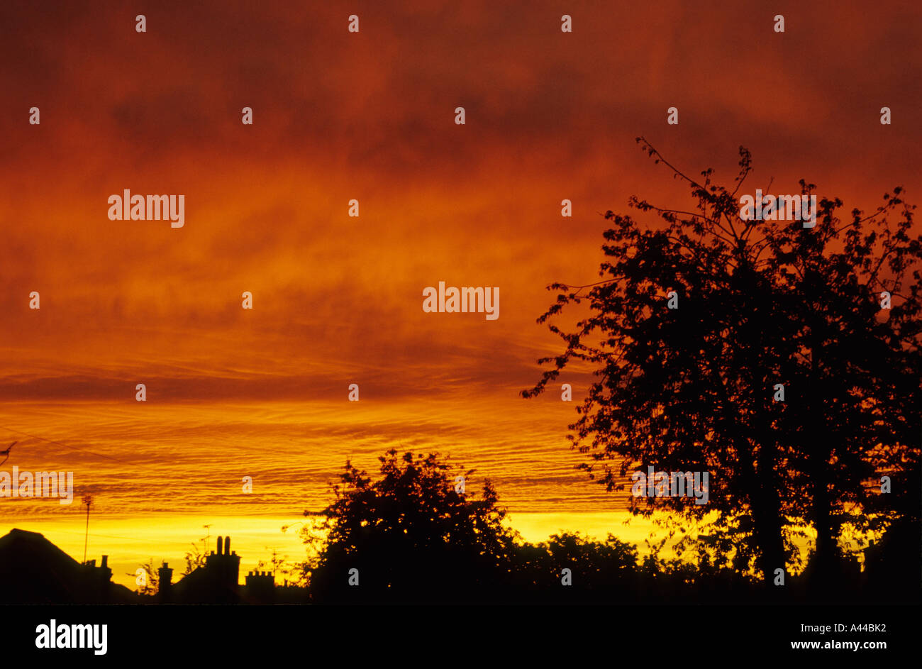 Fortemente underlit nuvole al tramonto Foto Stock