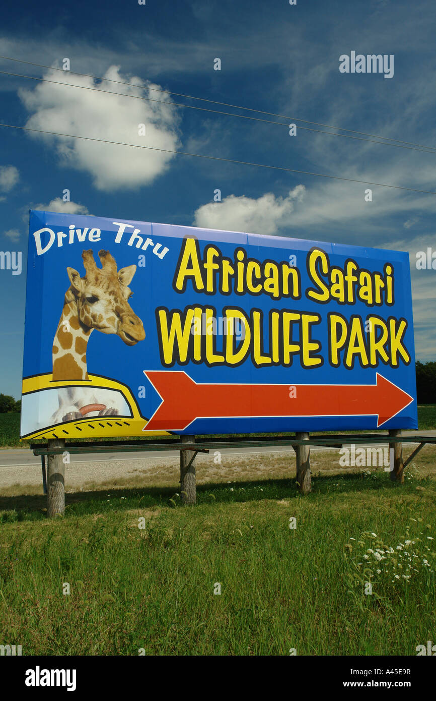 AJD57734, Port Clinton, OH, Ohio, African Safari Wildlife Park, ingresso sign Foto Stock