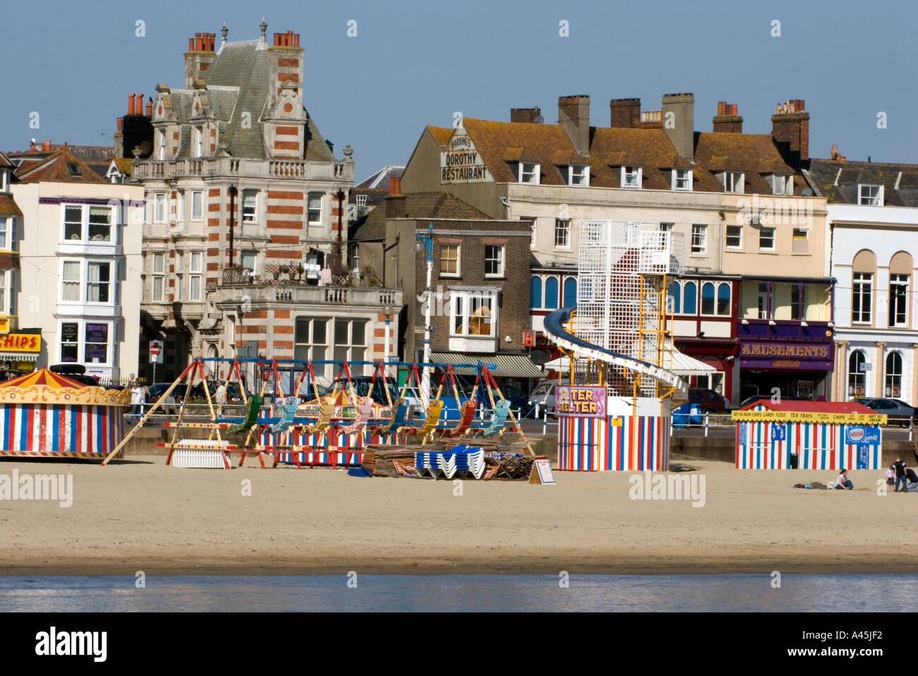 Weymouth Dorset England Regno Unito. Una vista dalla spiaggia Foto Stock