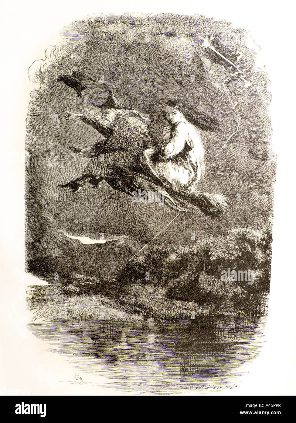 Viaggio attraverso la torbida aria da Lancashire streghe William Harrison Ainsworth terza Edizione 1854 illustrazioni di Sir John Gilbert Foto Stock