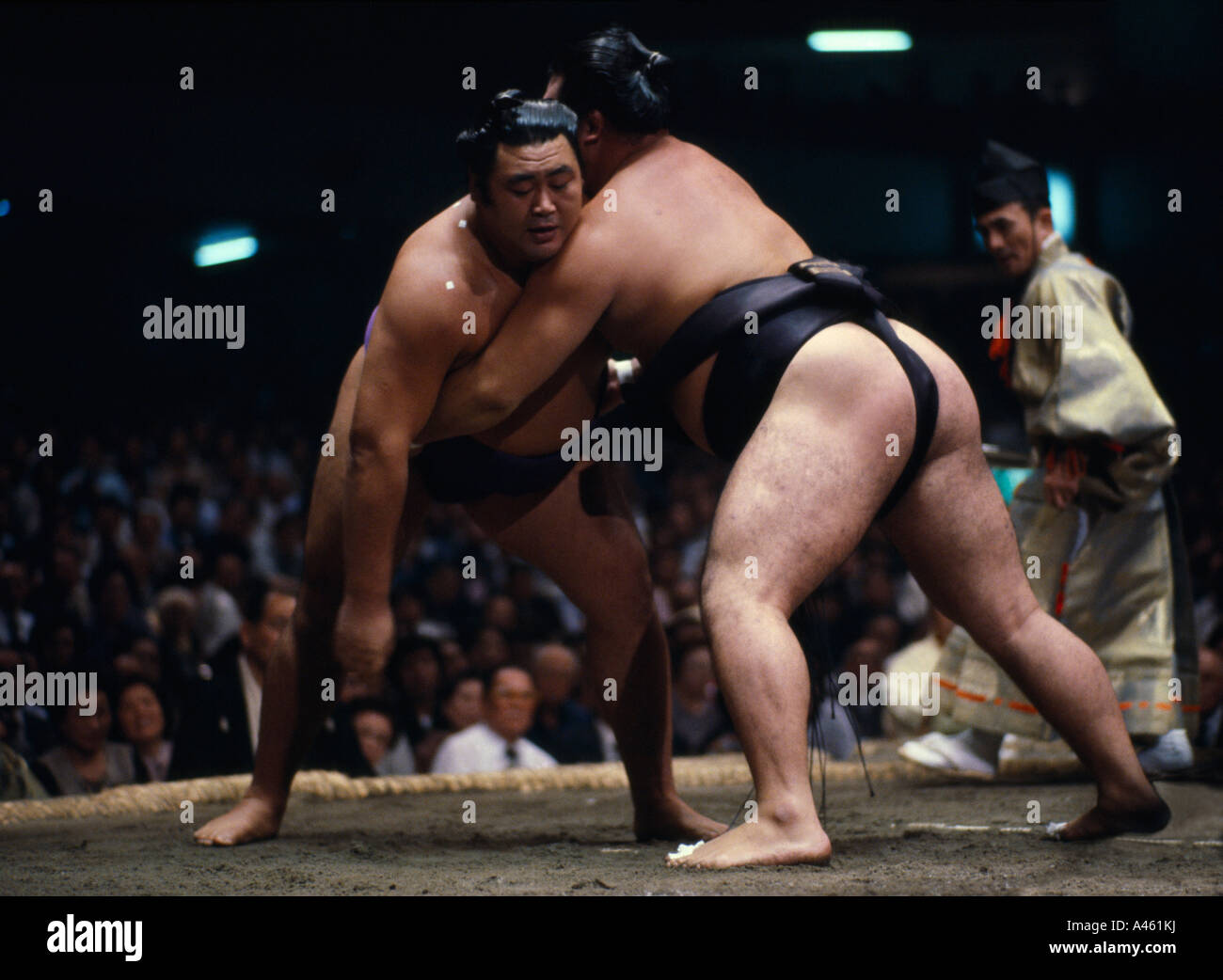Giappone Honshu Tokyo Ryogoku Kokugikan Grandi Campionati di Sumo lottatori Foto Stock