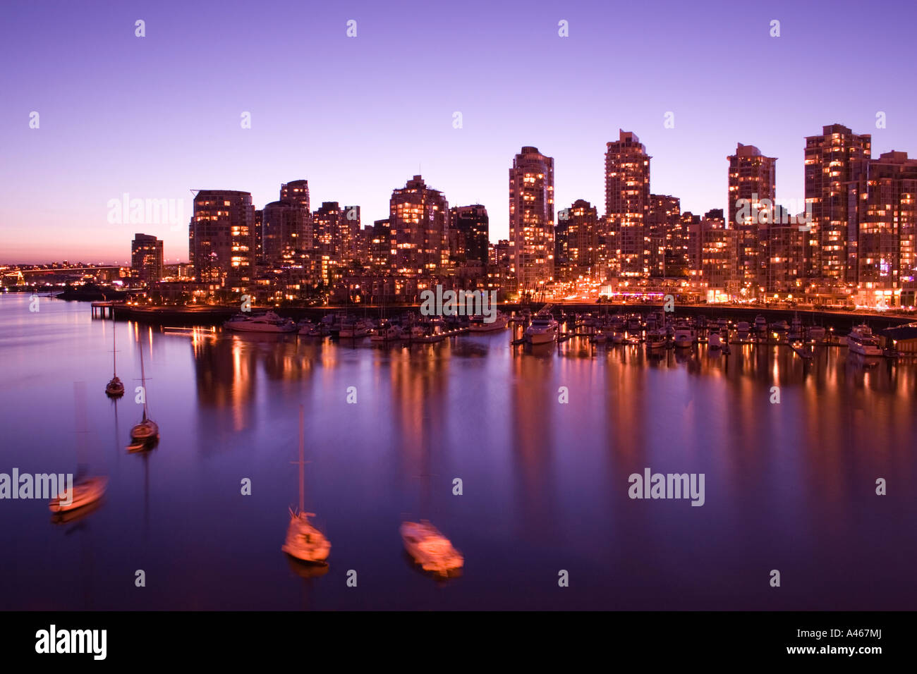 Vista degli edifici nel centro cittadino di Vancouver, British Columbia, Canada Foto Stock