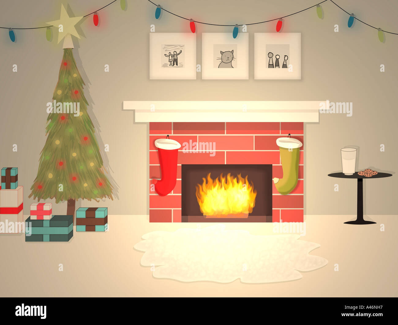 La Vigilia di Natale e in attesa di Santa Foto Stock