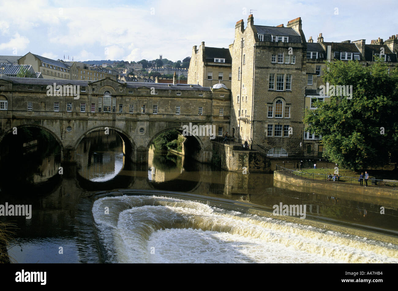 Pulteney Bridge sul fiume Avon a Bath Foto Stock