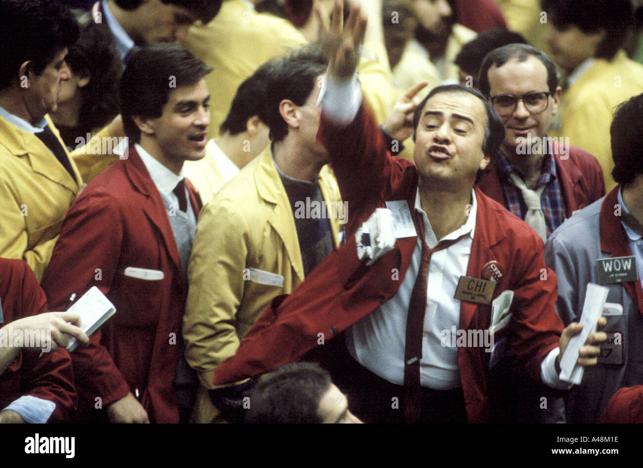 Gli operatori presso il Chicago denaro e futures Exchange Foto Stock