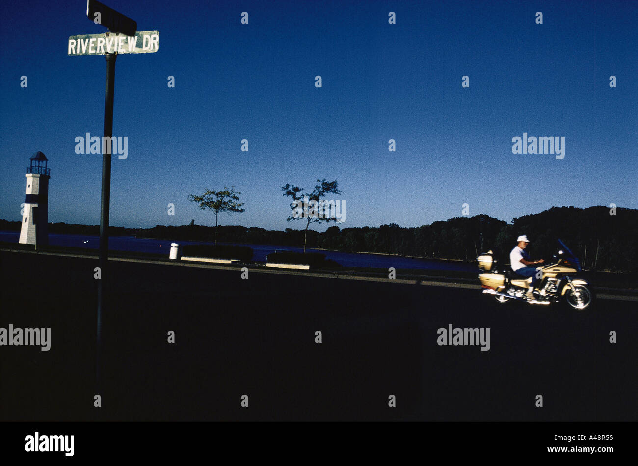 Lincoln Highway riverview dr rive del Mississippi dove autostrada 30 attraversa il percorso 60 .clinton Iowa 1992 Foto Stock