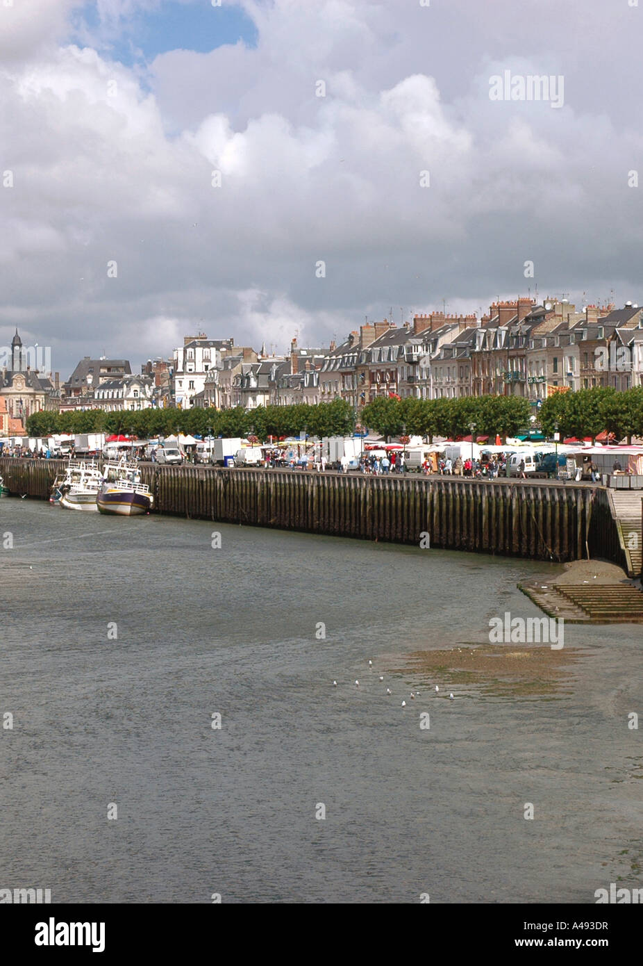 Vista panoramica di Trouville canale inglese La Manche Normandia Normandie Nord Ovest della Francia Europa Foto Stock