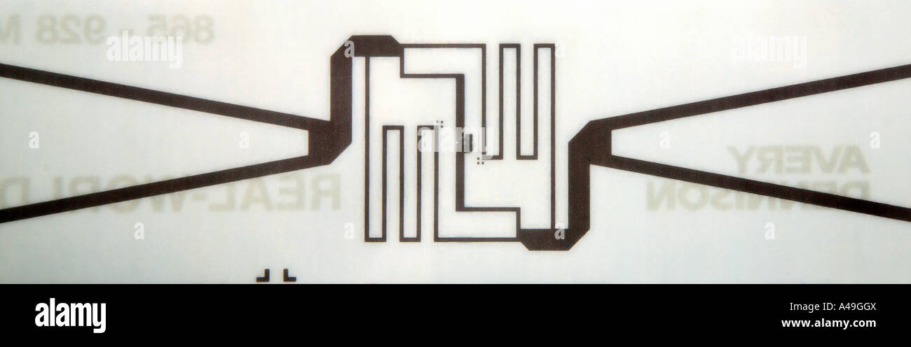 Chip RFID, Radio Frequency Identification, Avery Dennison-Gen2-targhetta RFID Foto Stock