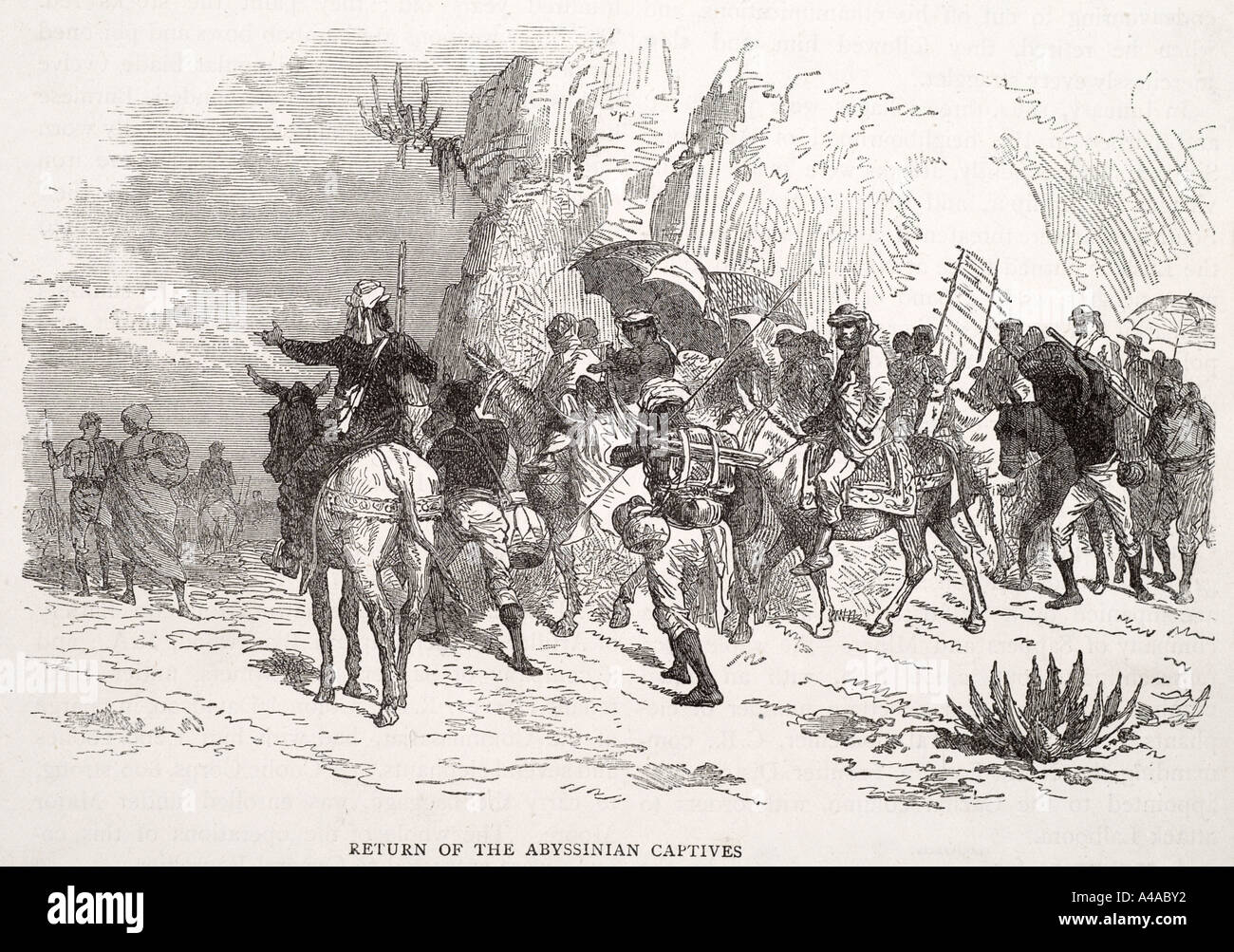 Il ritorno dell'abissino di prigionieri di guerra in Africa soldato british horse cavalleria Foto Stock