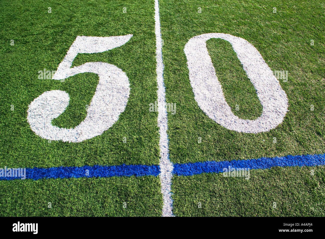 50 Linea di cantiere al campo di calcio Foto Stock