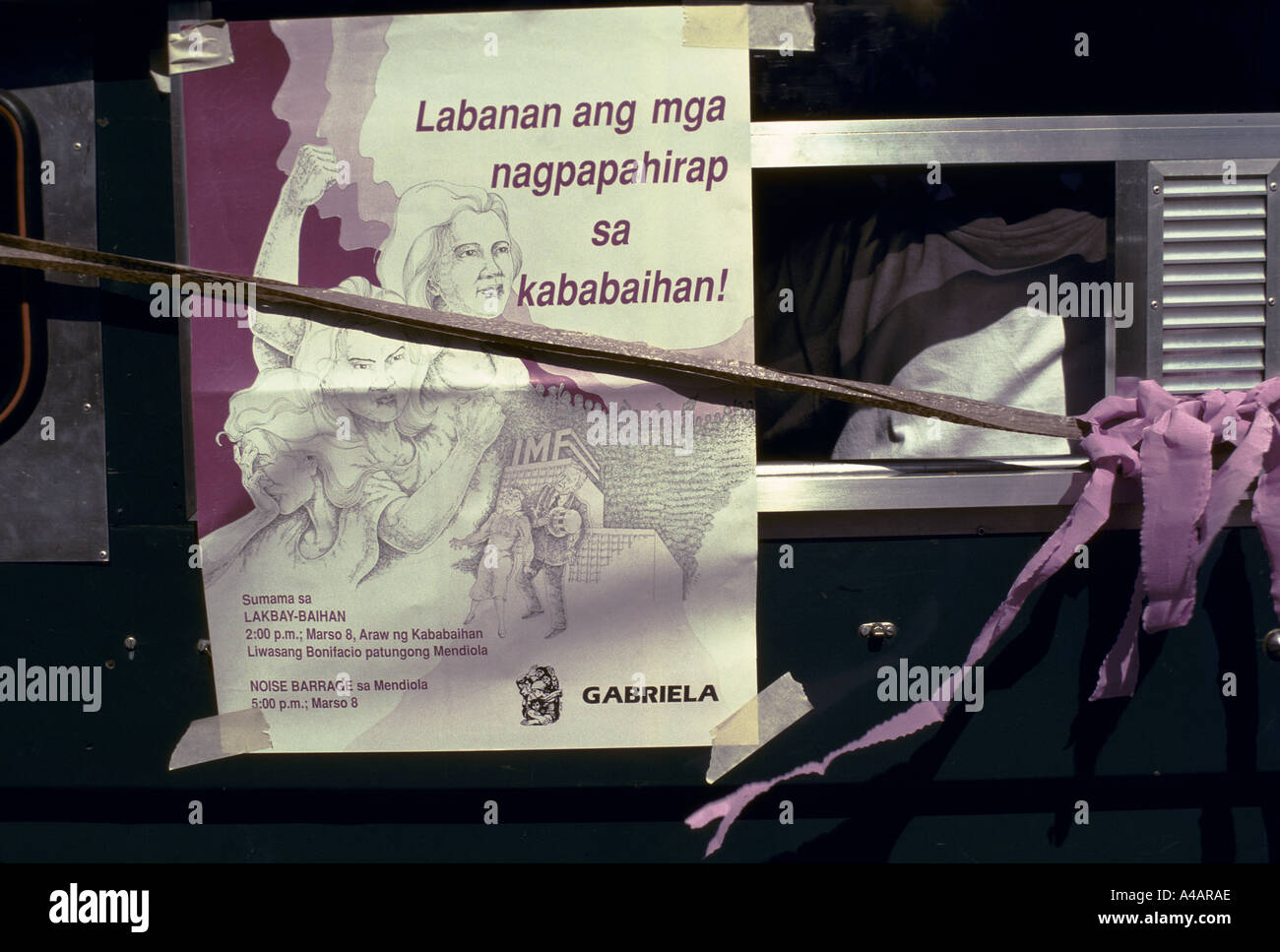 Filippine gabriela poster a donna s giorno dimostrazione febbraio 1991 Foto Stock