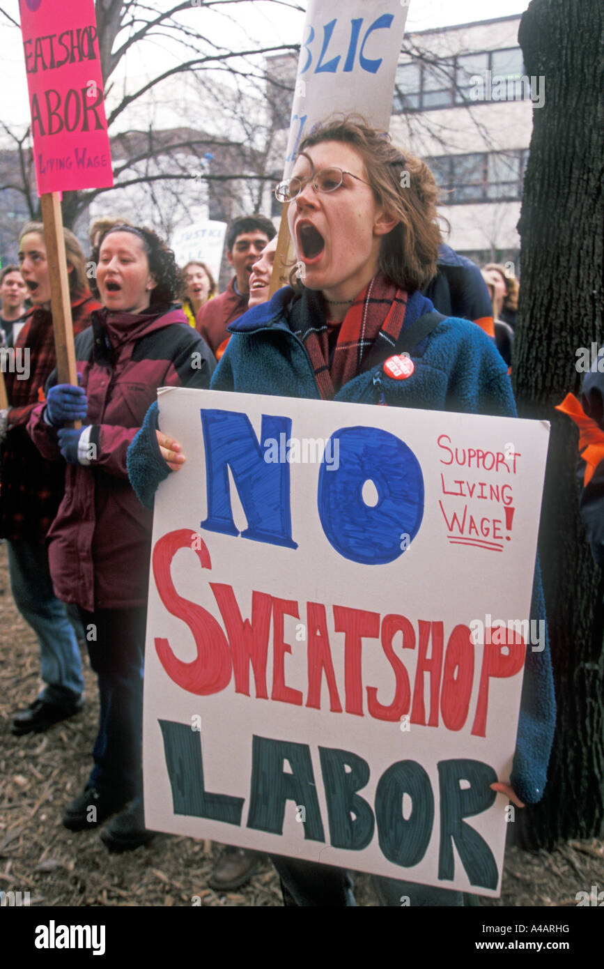 Dimostrazione contro Sweatshops Foto Stock