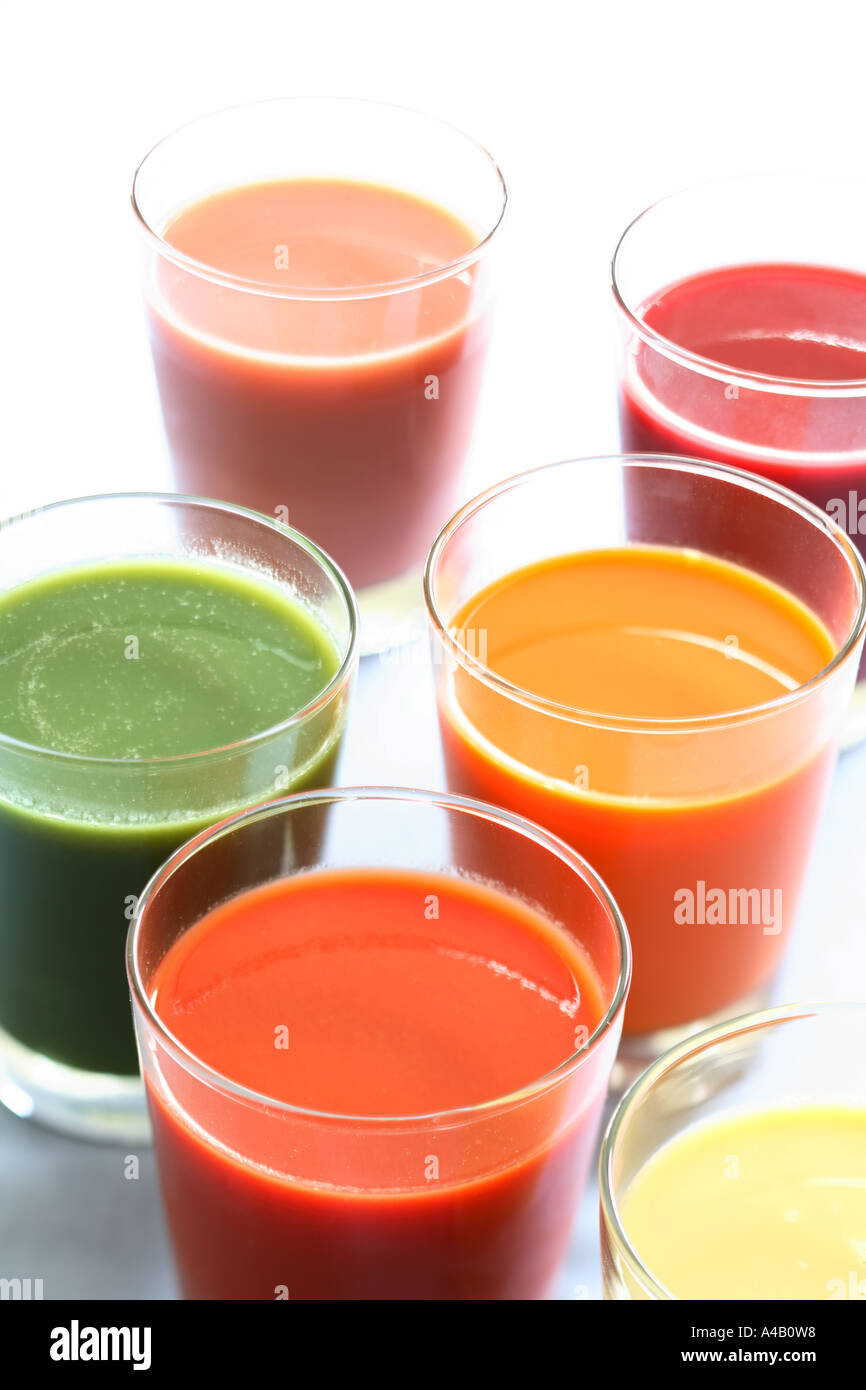 Ortaggi sani e succhi di frutta Foto Stock