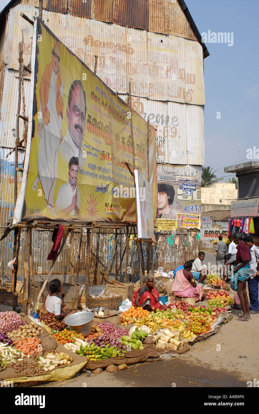 Immagine di stock di dalit villaggio tribale donne vendita di ortaggi e fiori in un mercato vicino a Chennai Tamil Nadu India Foto Stock Immagine di stock di dalit villaggio tribale donne vendita di ortaggi e fiori in un mercato vicino a Chennai Tamil Nadu India Foto Stock