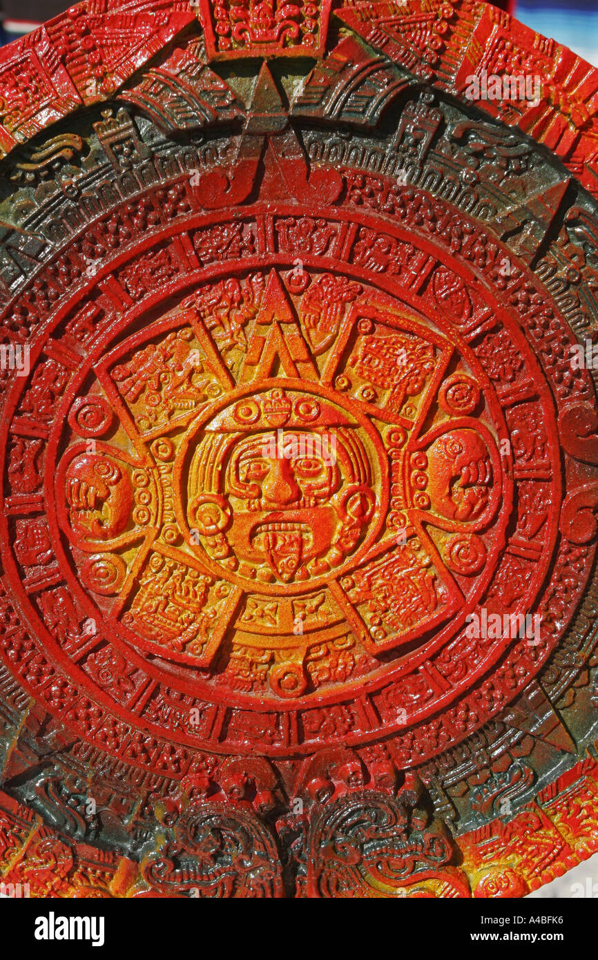 Calendario azteco , Yucatan, Messico Foto Stock
