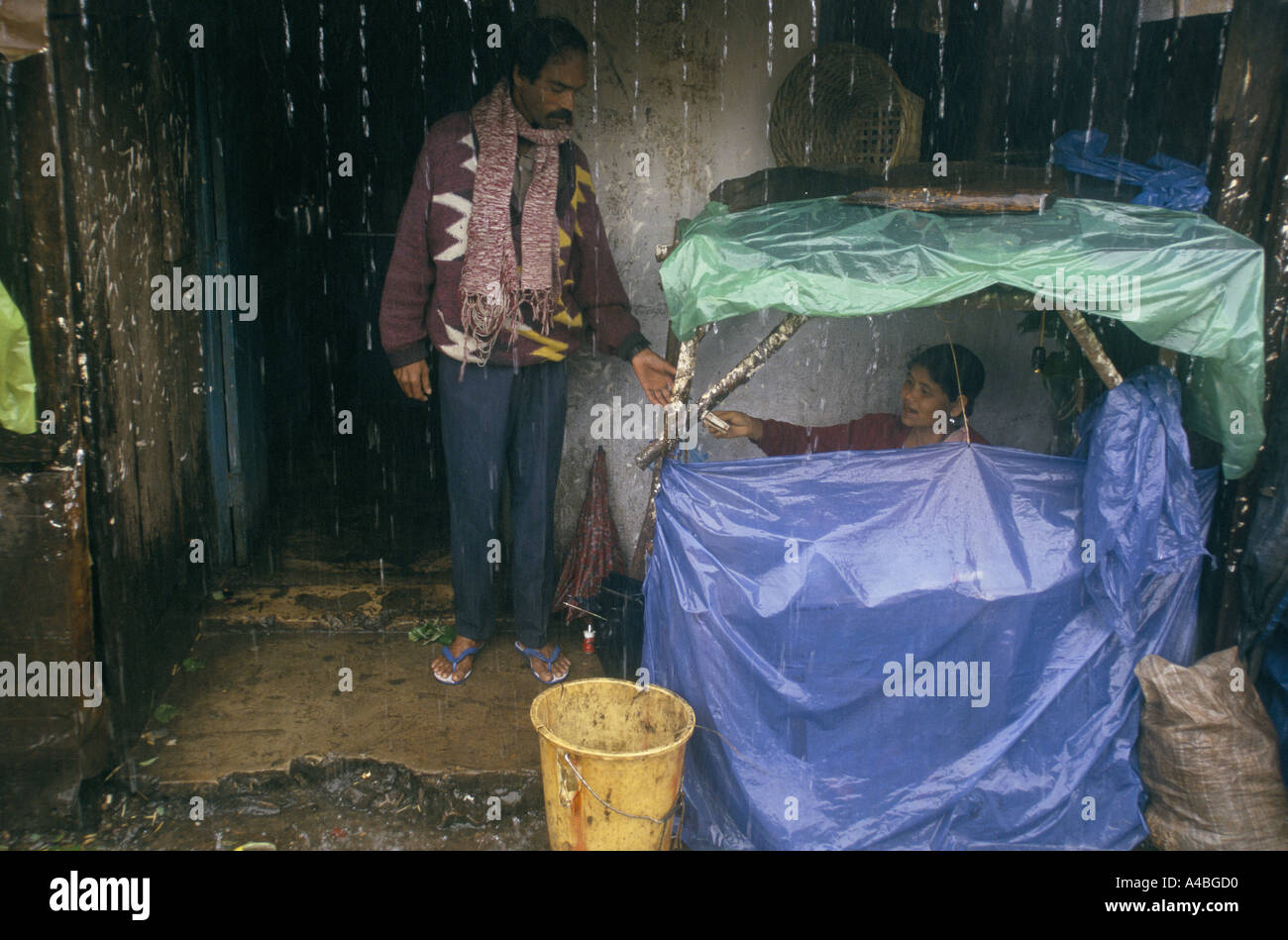 Storia di monsone, India' Charrapunjee, Assam. Media pioggia stagionale è 7,620mm. Dieci volte pioggia annuale a Londra, 1999 Foto Stock