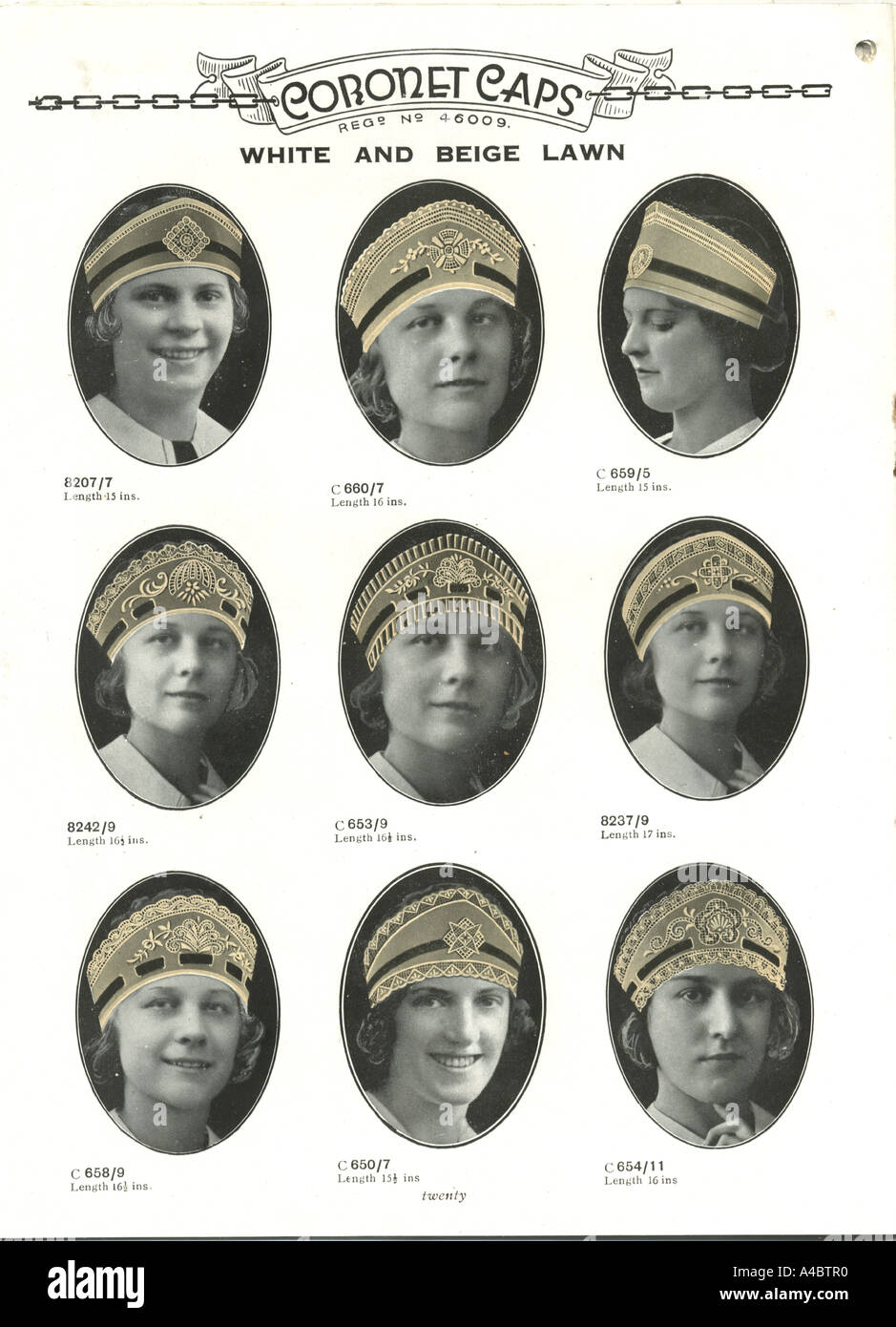 Coronet tappi per le cameriere 1936, pagina di catalogo Foto Stock