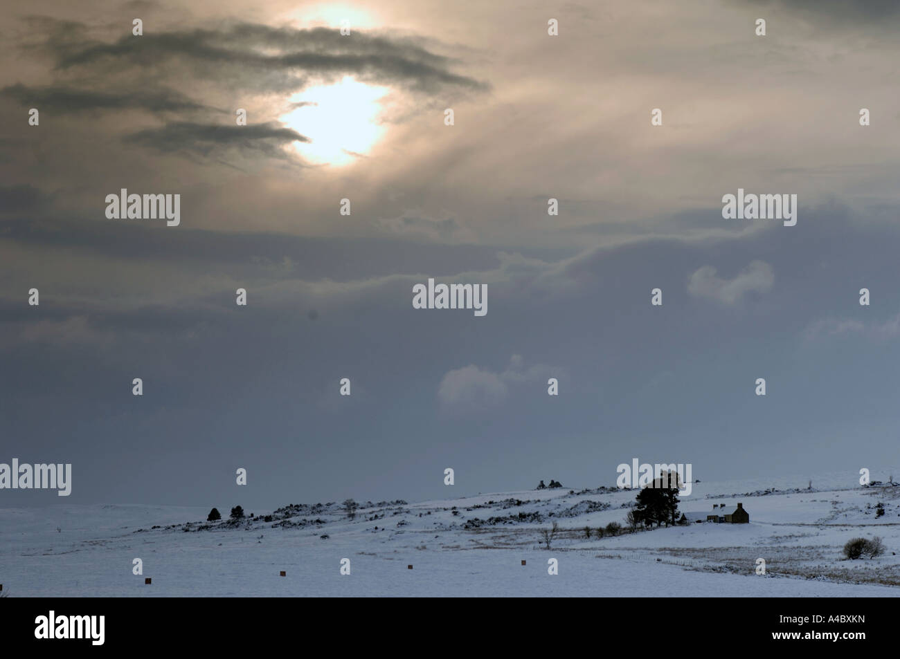 Lone Cottage su dava Moor in pieno inverno. XPL 4688-440 Foto Stock