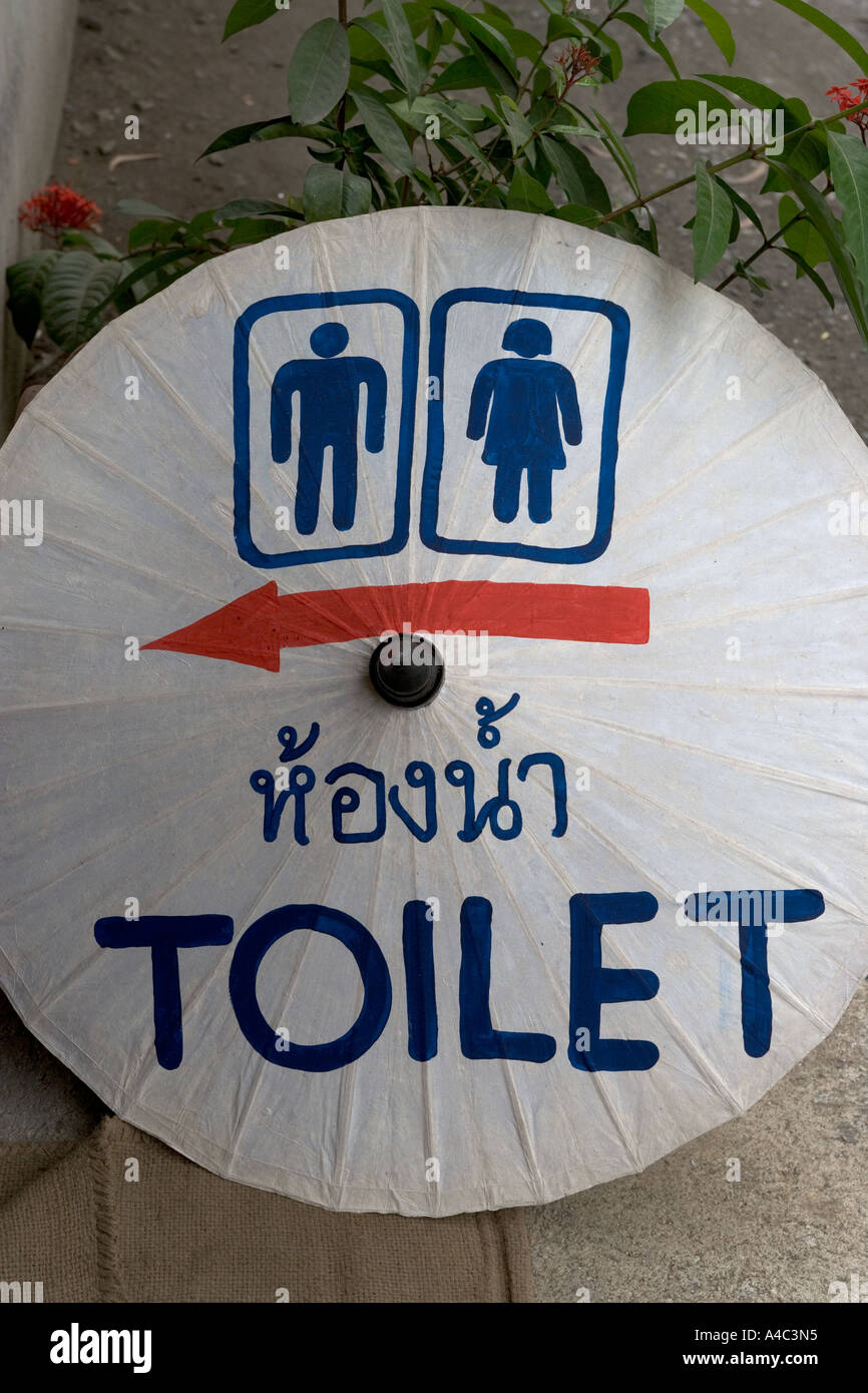 Servizi igienici segno Chiang Mai Thailandia Foto Stock