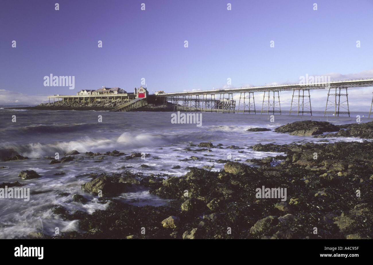 Isola Birnbeck Pier e da "testa di ancoraggio' a bassa marea Weston-super-Mare Inghilterra Foto Stock