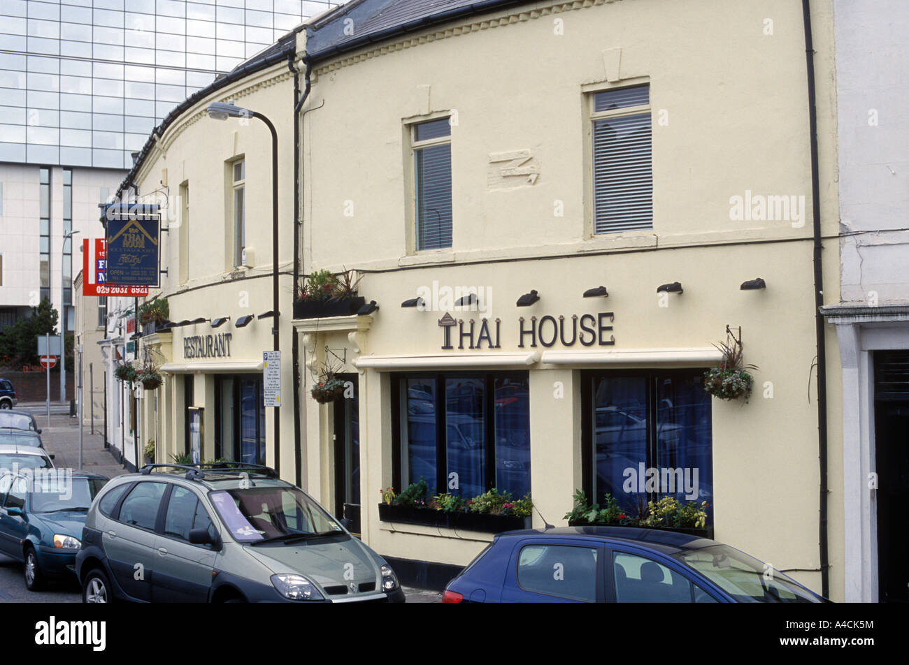 Exterior shot Thai House Restaurant Cardiff Galles Wales Foto Stock