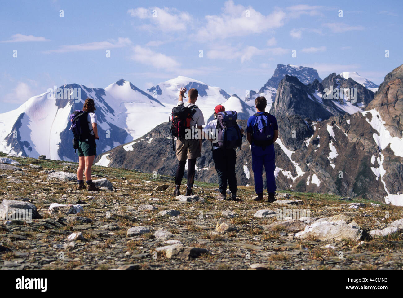 Gli escursionisti Bugaboo Parco Provinciale BC Canada Foto Stock