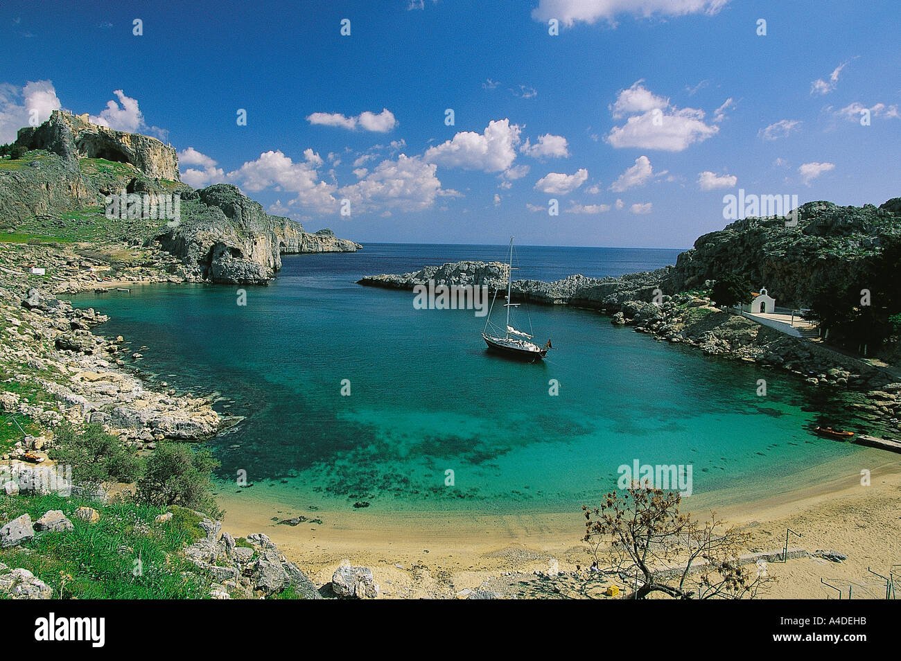 St Paul s Bay Lindos Rodi Grecia Foto Stock