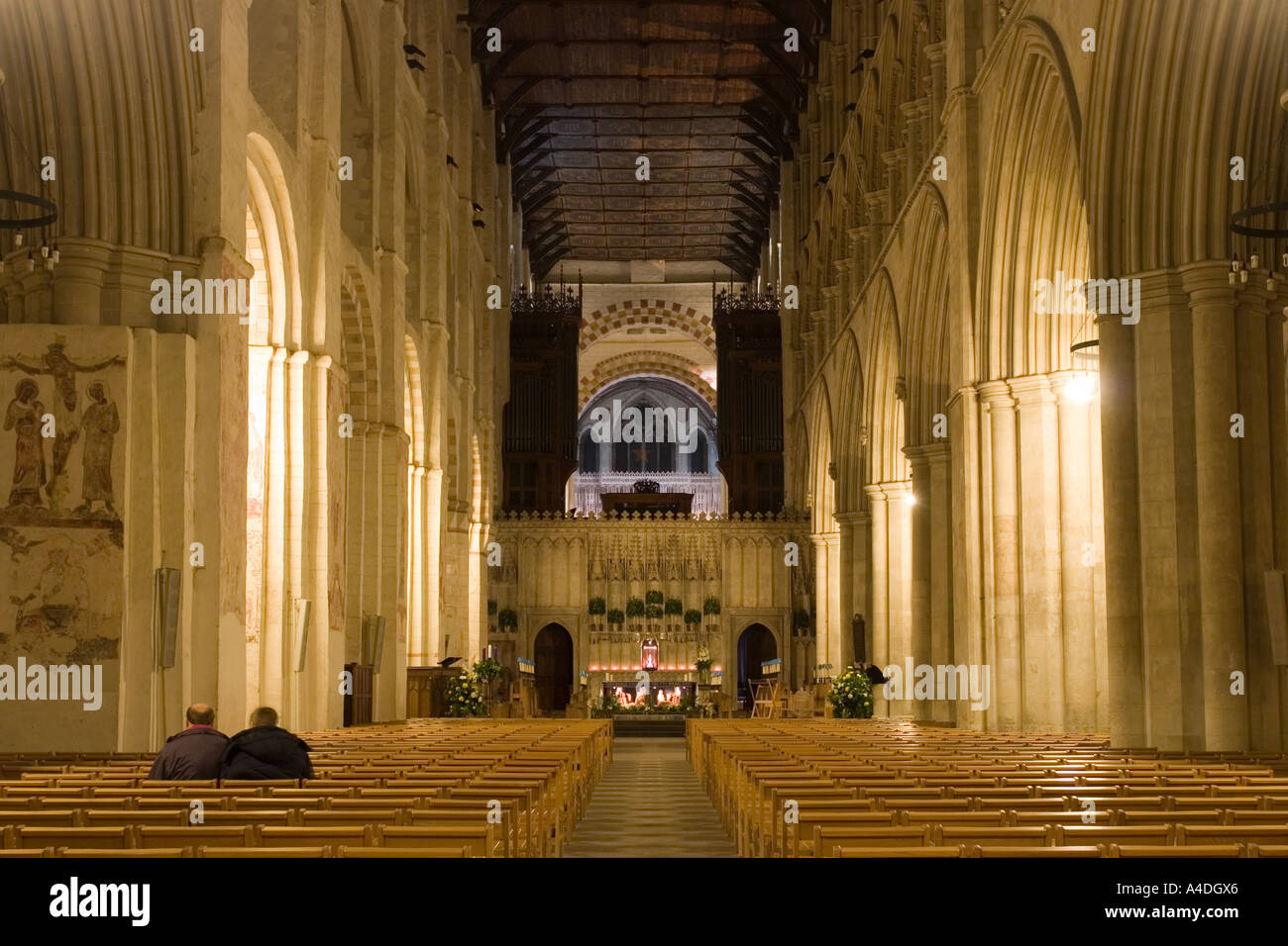 St Albans Abbey navata Herts Foto Stock