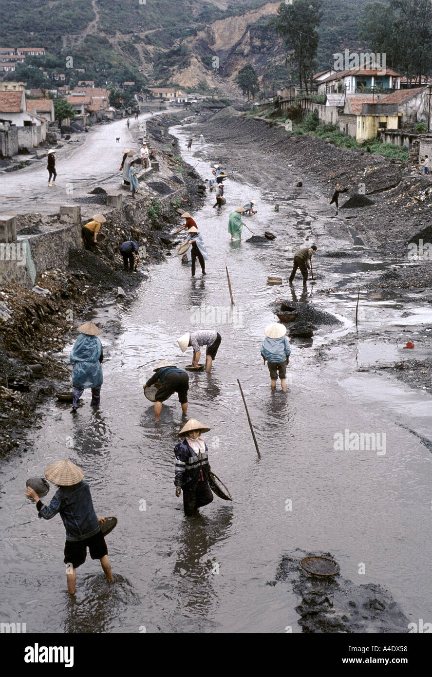 Persone per il lavaggio del carbone cam pha Foto Stock